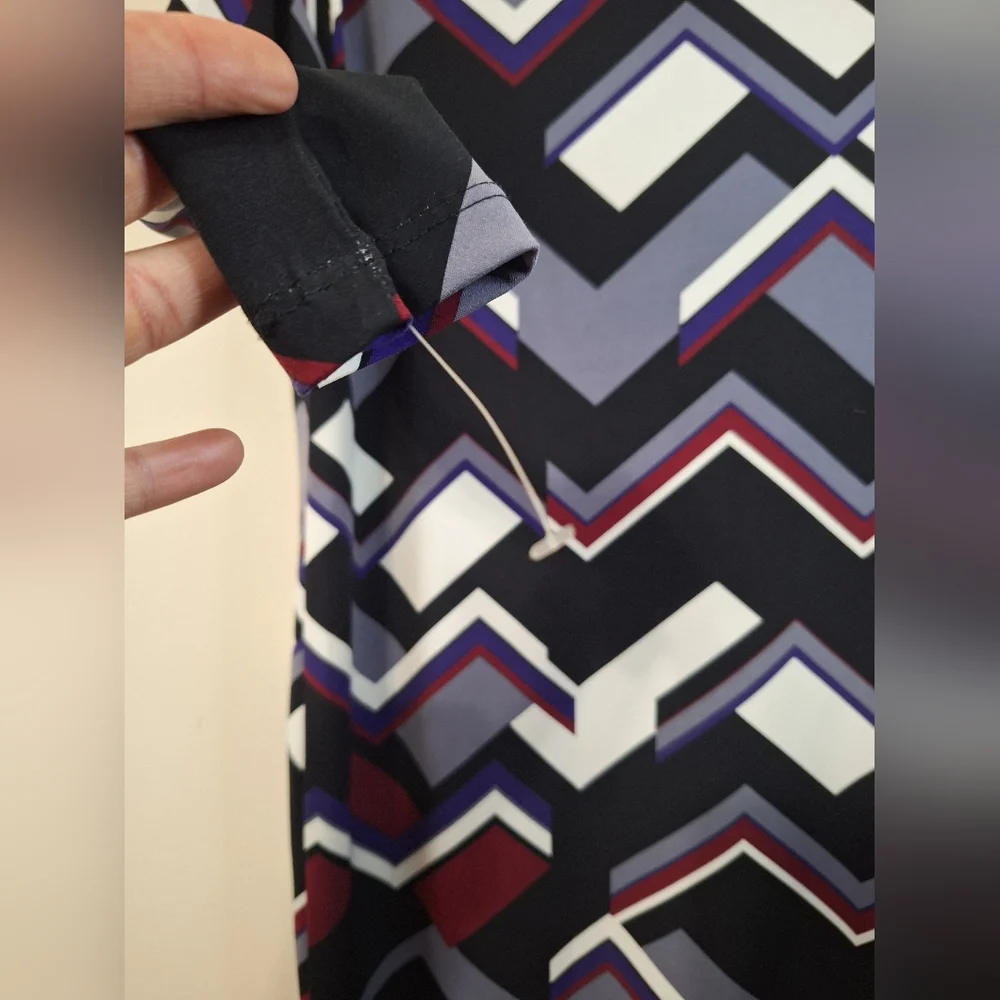 NWOT Lauren Ralph Lauren Sz 8 Zigzag Geometric Print 3/4 Sleeve Shift Dress - Picture 5 of 5